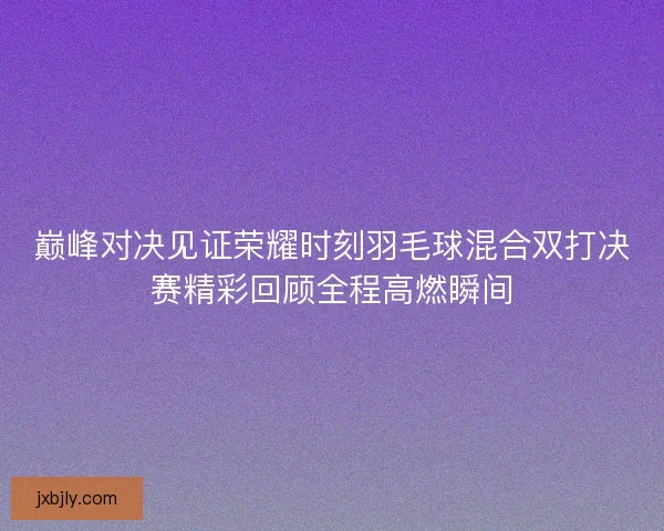 巅峰对决见证荣耀时刻羽毛球混合双打决赛精彩回顾全程高燃瞬间